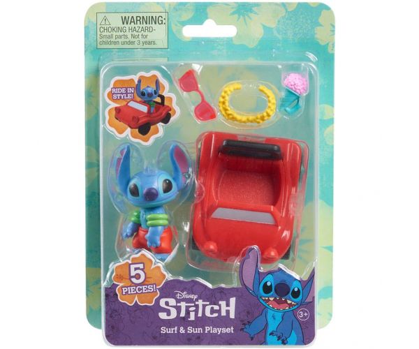 Stitch játékfigura autóval