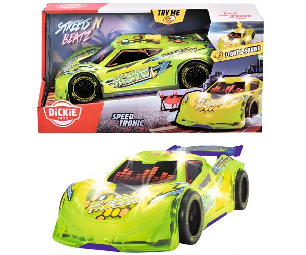 Streets Beatz: Speed Tronic neon zöld autó fénnyel és hanggal 20 cm - Dickie Toys