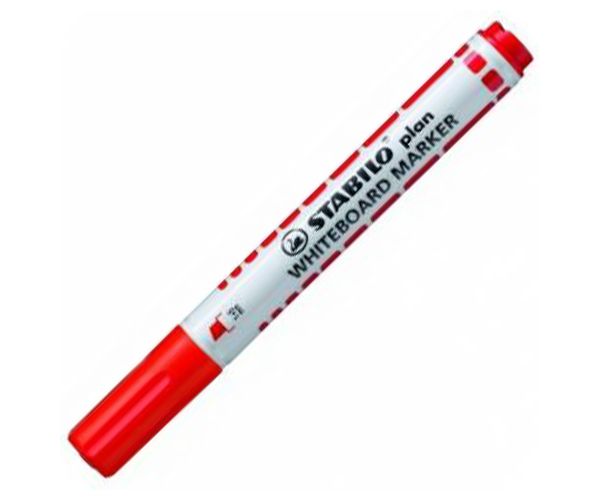 Stabilo: Plan WhiteBoard marker vágott hegyű táblafilc piros színben