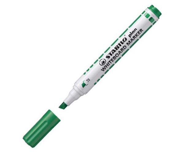 Stabilo: Plan WhiteBoard marker vágott hegyű táblafilc zöld színben