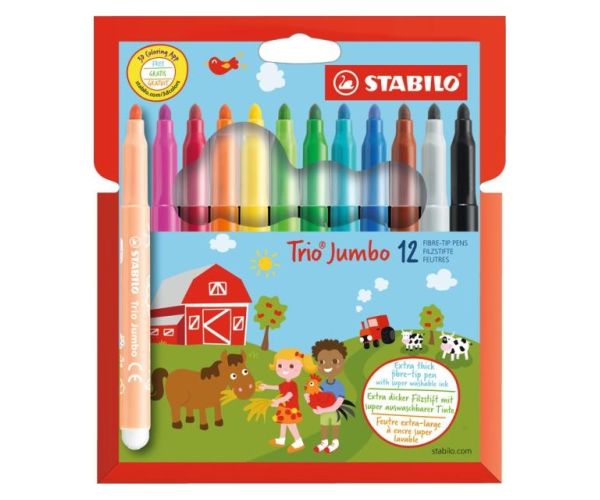 Stabilo: Trio Jumbo 12db-os színes rostirón szett