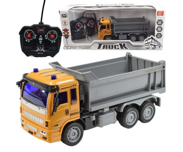 RC Távirányítós Építőipari teherautó fény effektekkel 27MHz 20cm többféle változatban 1db