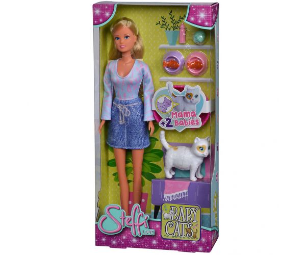 Steffi Love: Szőke hajú Steffi baba cicákkal és kiegészítőkkel 29cm - Simba Toys