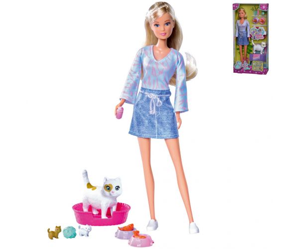 Steffi Love: Szőke hajú Steffi baba cicákkal és kiegészítőkkel 29cm - Simba Toys