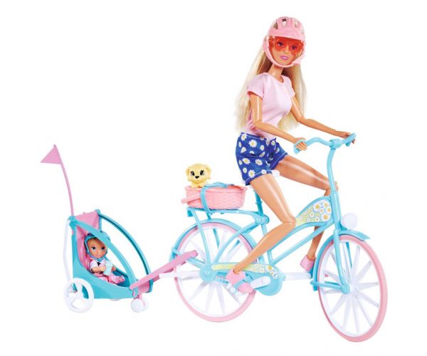 Steffi Love: Kerékpáros Steffi baba gyerekutánfutóval - Simba Toys