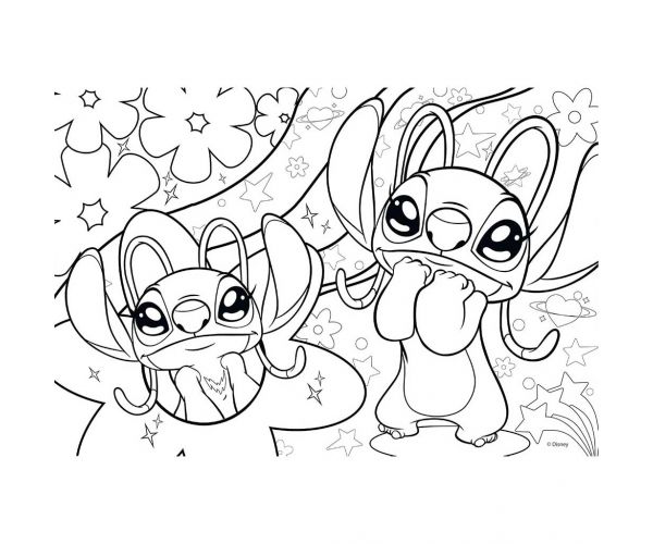 Stitch 2 az 1-ben 108db-os puzzle és színező 50x35cm - Lisciani