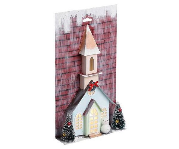 Stop & Look: Karácsonyi papír templom fénnyel 17x5x30cm