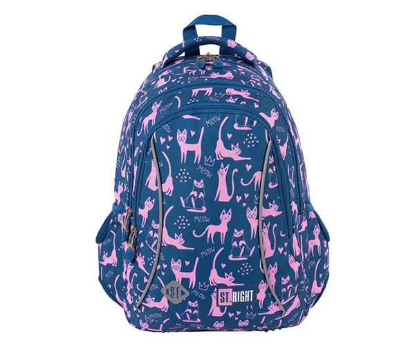 St.Right Lazy Cats háromrekeszes iskolatáska, hátizsák 39x27x17cm