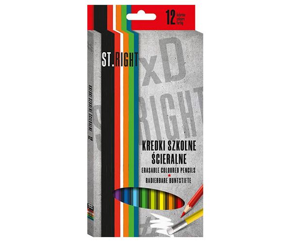St.Right Hatszögletű színes ceruza radír véggel 12db-os szett