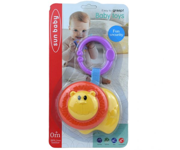 Sun Baby: Vidám oroszlán BPA mentes bébi csörgő