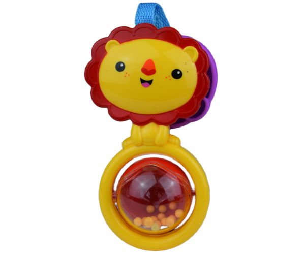 Sun Baby: Vidám oroszlán BPA mentes bébi csörgő forgó gömmbel