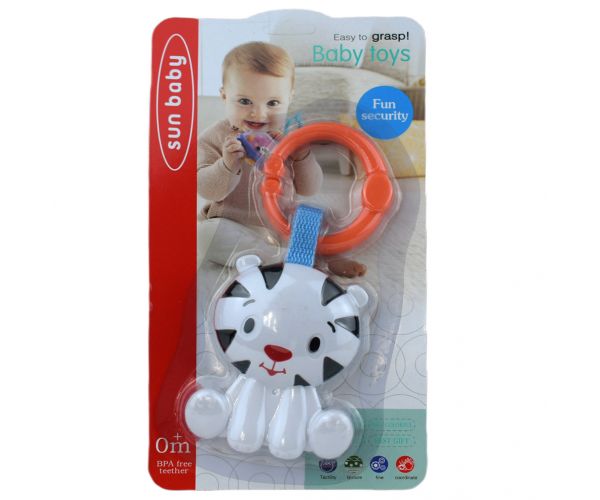 Sun Baby: Vidám fehér tigris BPA mentes bébi csörgő