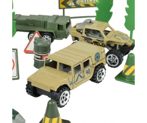 Super Army: Katonai játékszett fém járművekkel és lendkerekes repülővel kétféle változatban