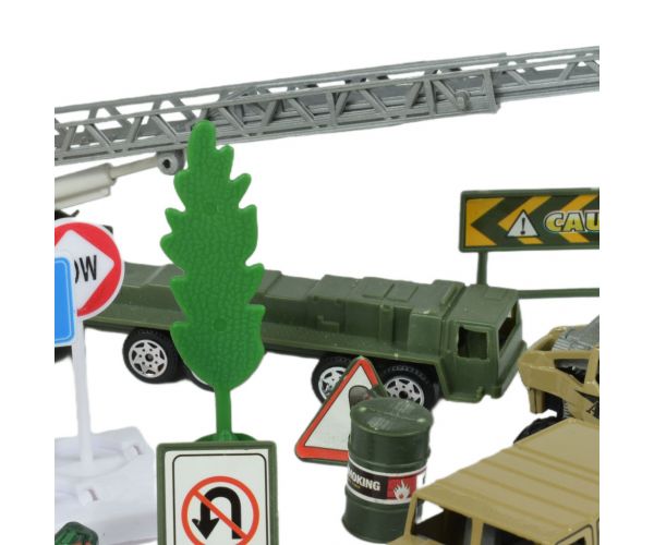 Super Army: Katonai játékszett fém járművekkel és lendkerekes repülővel kétféle változatban
