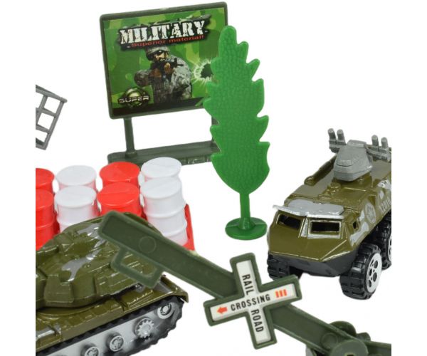 Super Army: Katonai játékszett fém járművekkel és lendkerekes repülővel kétféle változatban