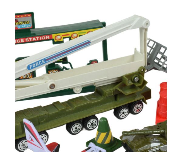Super Army: Katonai játékszett fém járművekkel és lendkerekes repülővel kétféle változatban
