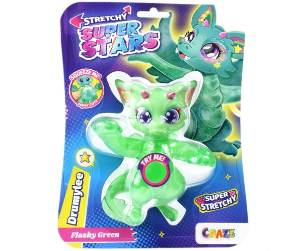 Superstars: Drumylee csillámos sárkány nyújtható figura 16cm