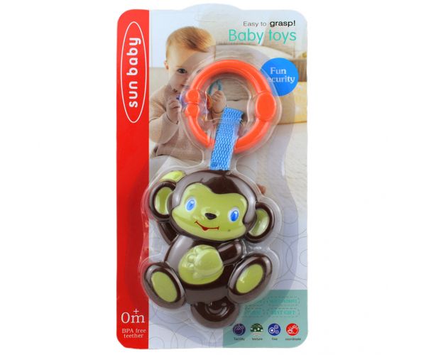 Sun Baby: Vidám majom BPA mentes bébi csörgő