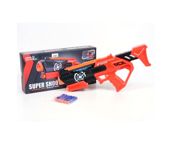 Super Shoot: Manuális szivacslövő fegyver töltényekkel 47cm