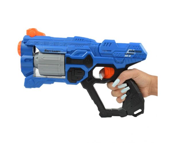 Swift Launcher: Forgótáras manuális szivacslövő fegyver töltényekkel és céltáblával 32cm