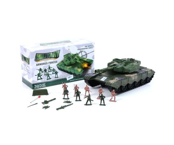 Tank játékszett katonákkal és kiegészítőkkel zöld színben