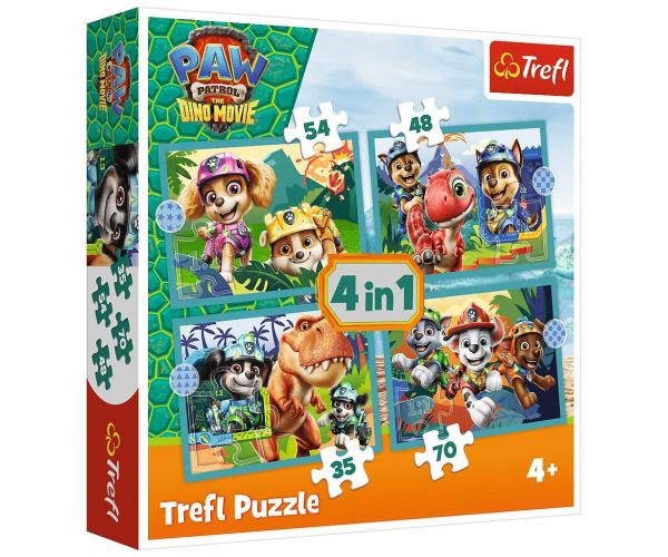 Mancs őrjárat kalandok a dinók szigetén 4 az 1-ben puzzle szett - Trefl