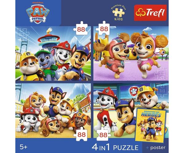 Mancs Őrjárat - 4 x 88 db-os Premium Plus Kids puzzle - Trefl
