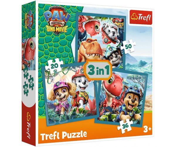 Mancs Őrjárat Dinoszauruszok szigete - 3 az 1-ben 20, 36, 50 db-os puzzle - Trefl