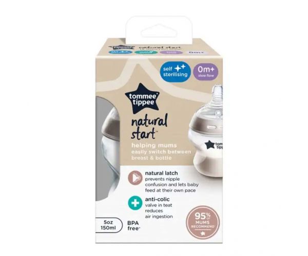 Tommee Tippee: Closer To Nature átlátszó cumisüveg 150ml (0 hó+)