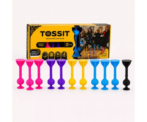 Tossit Family Pack – Pink, Lila, Kék, Sárga tapadókorongos darts társasjáték