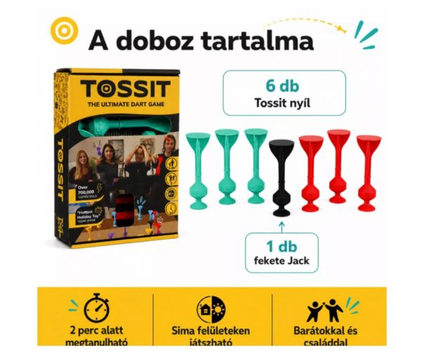 Tossit Starter Pack piros-türkiz szilikon tapadókorongos darts társasjáték