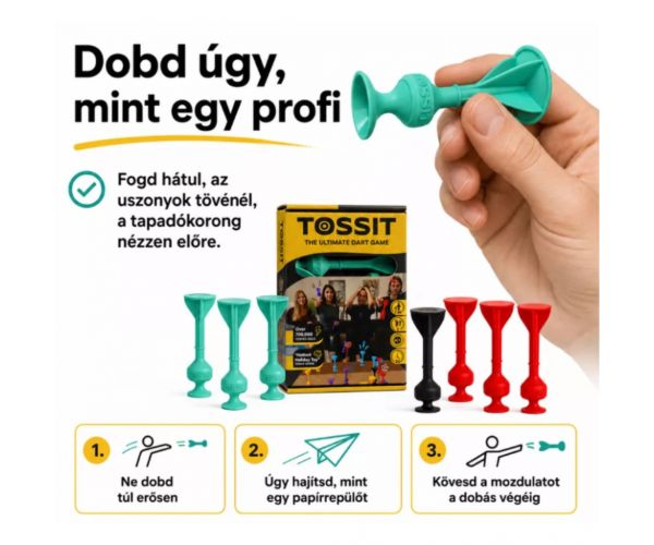 Tossit Starter Pack piros-türkiz szilikon tapadókorongos darts társasjáték
