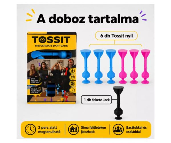Tossit Starter Pack rózsaszín-kék szilikon tapadókorongos darts társasjáték