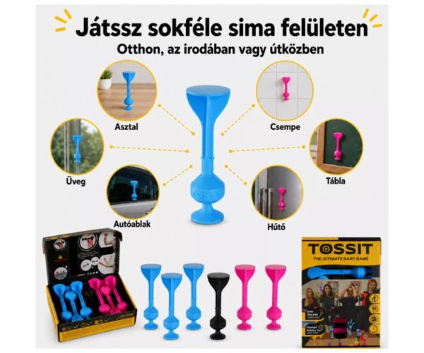Tossit Starter Pack rózsaszín-kék szilikon tapadókorongos darts társasjáték