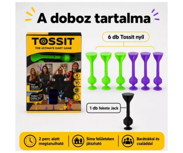 Tossit Starter Pack lila-zöld szilikon tapadókorongos darts társasjáték