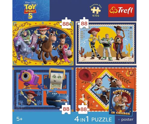 Toy Story 5 - 4 x 88 db-os Premium Plus Kids puzzle - Trefl