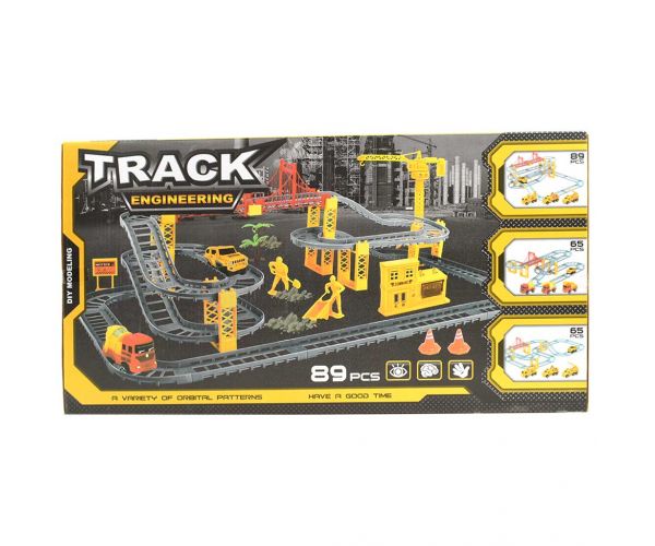 Track Engineering versenypálya szett építőipari munkagépekkel és munkásokkal 89db-os szett