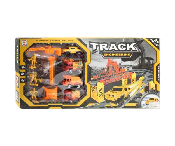Track Engineering versenypálya szett építőipari munkagépekkel és munkásokkal 89db-os szett