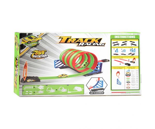 Track Racing: Spirál versenypálya szett 6db 360 fokos hurokkal és 1db kisautóval 1/64