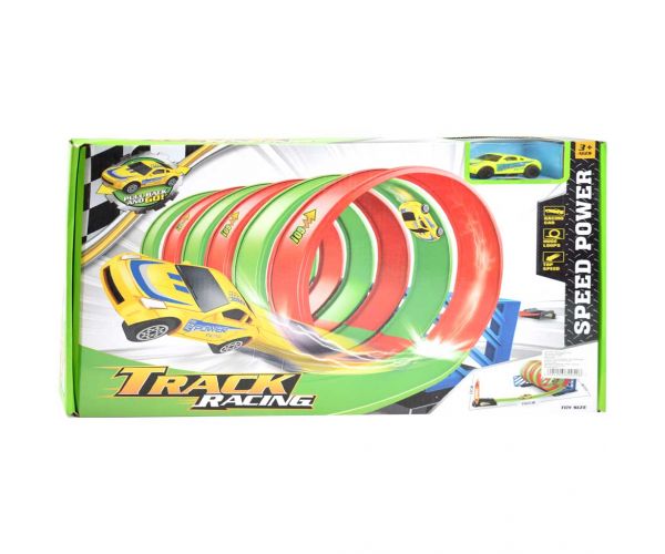 Track Racing: Spirál versenypálya szett 6db 360 fokos hurokkal és 1db kisautóval 1/64