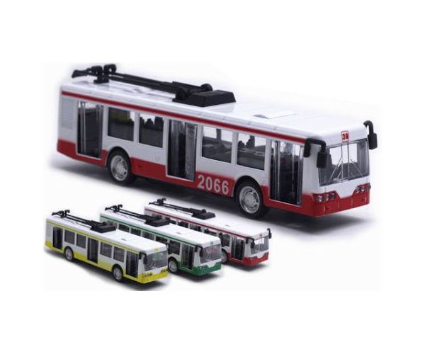 Trolibusz fém modell több színváltozatban 1/90