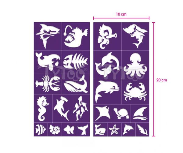 TyToo: Tengeri állatok csillámtetoválás sablon szett 26db