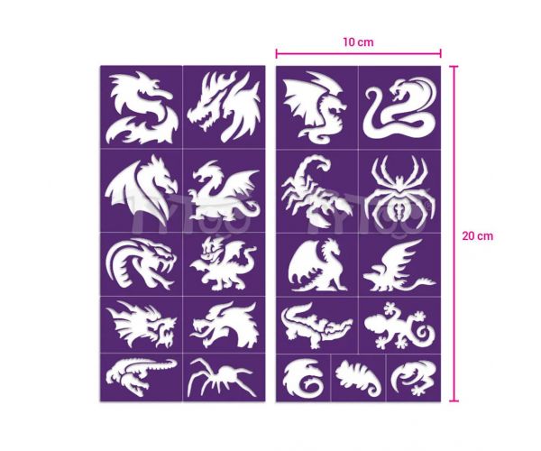 TyToo: Sárkányok és gyíkok csillámtetoválás sablon szett 21db