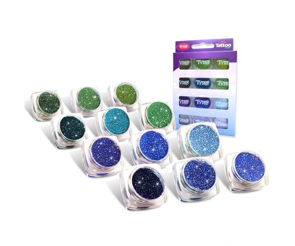 TyToo: Hideg színek csillámpor szett 12x2,5ml