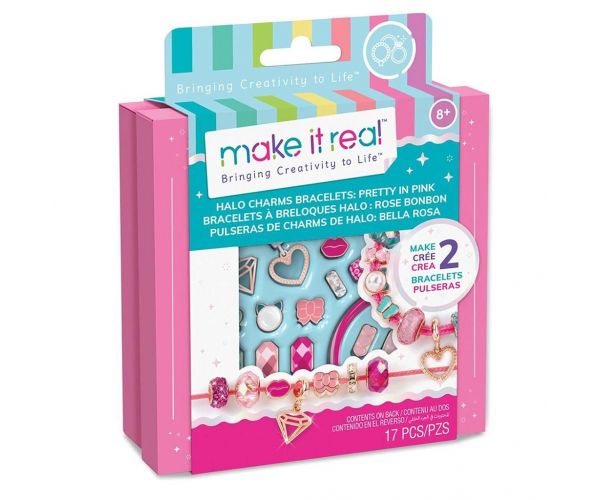Make It Real: Ékszerkészítés, halo charm karkötők pink tárolóban