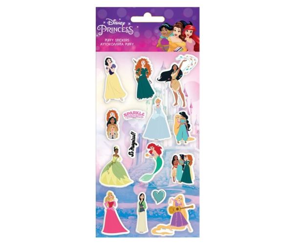 Csodálatos Disney Hercegnők 3D pufi matrica szett 10x22cm-es íven