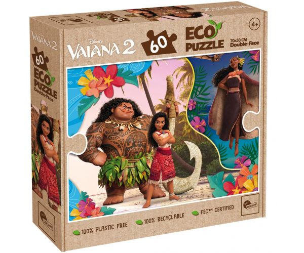Vaiana 2 2 az 1-ben 60db-os Eco puzzle és színező 70x50cm - Lisciani