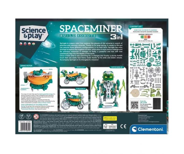 Science & Play: 3 az 1-ben megépíthető űrbányász robot - Clementoni