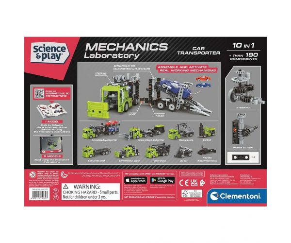 Science & Play: Mechanikai műhely - Kétszintes autószállító építőkészlet - Clementoni