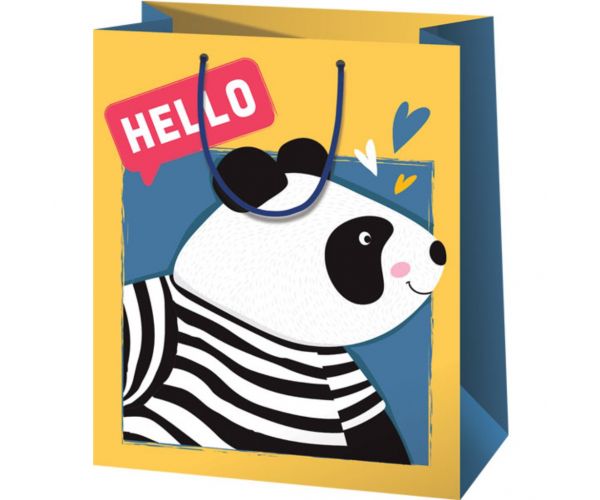 Hello panda mintás nagy ajándéktáska 33x26,7x13,7cm